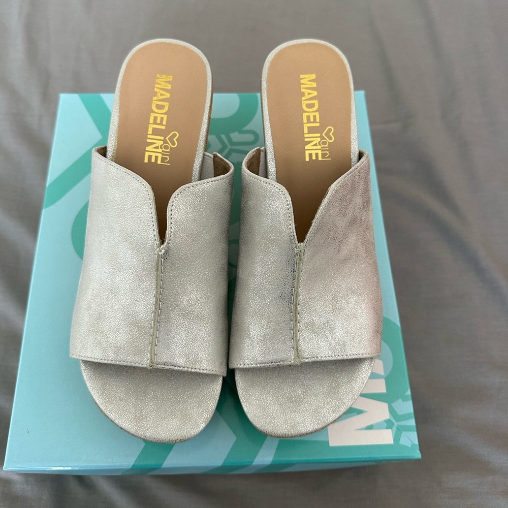 Madeline Girl Silver Wedge Platform Heels - Picture 2 of 6